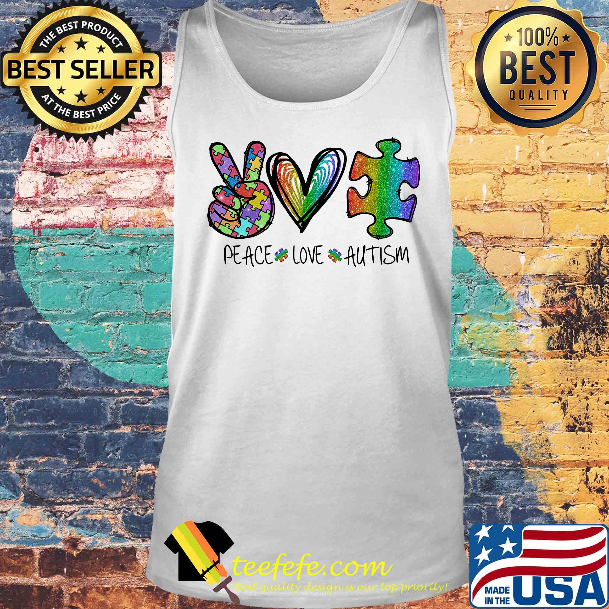 Official Peace Love Autism s Tank top Official Peace Love Autism s Tank top
