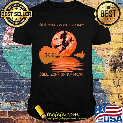 On a dark desert highway dool wind in my hair halloween witch shirt