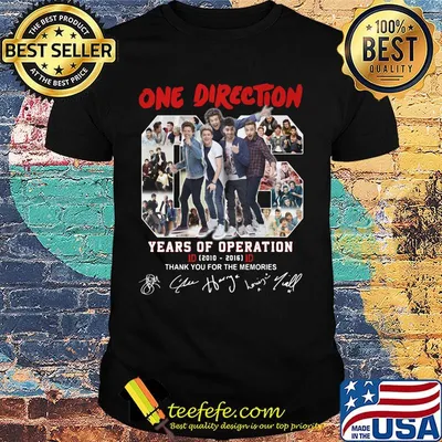 One direction 06 years of operation 2010 2016 thank you for the memories signatures shirt