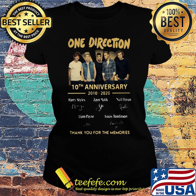 One direction 10th anniversary 2010 2020 thank you for the memories signatures s Ladies tee One direction 10th anniversary 2010 2020 thank you for the memories signatures s Ladies tee