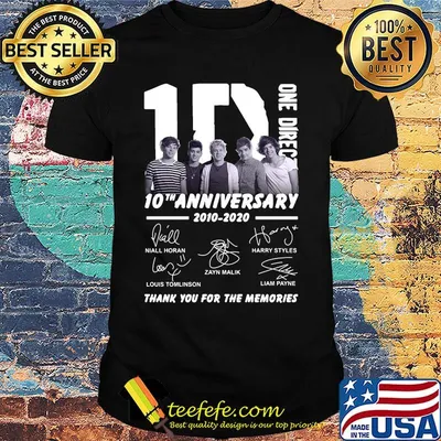 One direction 10th anniversary 2010 2020 thank you for the memories signatures shirt