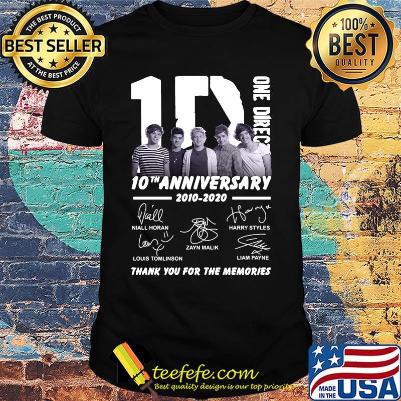 One direction 10th anniversary 2010 2020 thank you for the memories signatures shirt