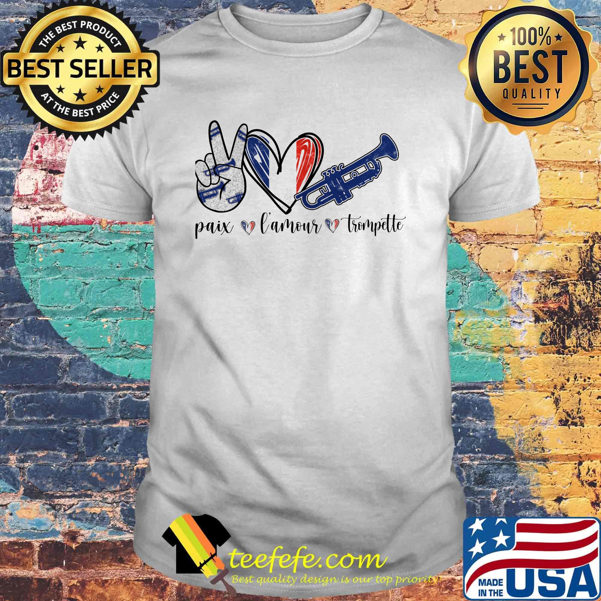Paix l'amour trompette heart shirt