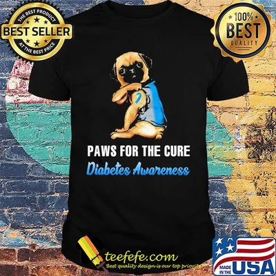 Paws For The Cure Diabetes Awareness Pug Shirt