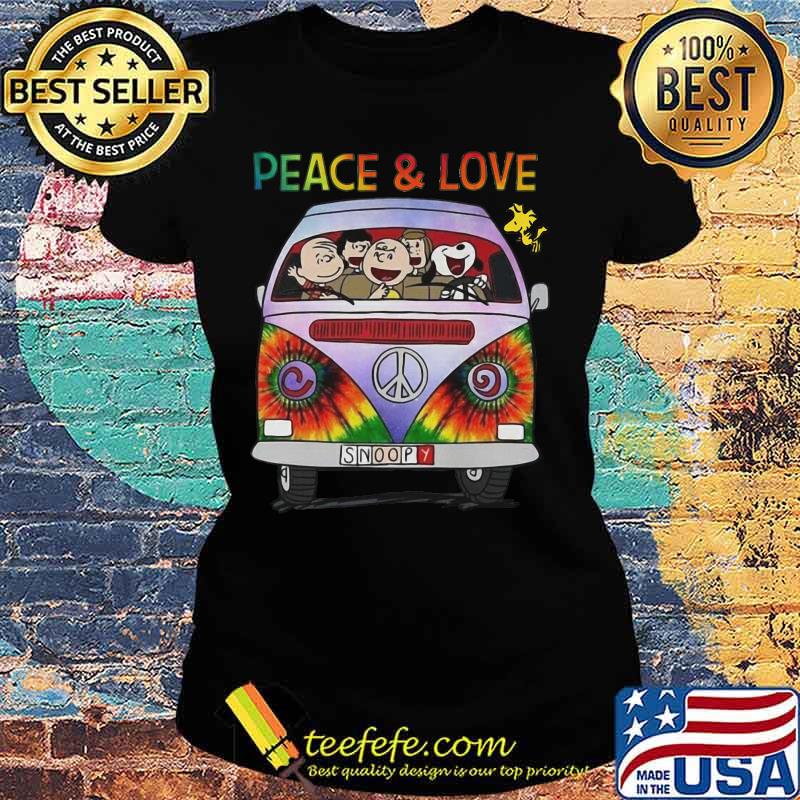 Peace and love the peanuts driving bus peace hippie s Ladies tee Peace and love the peanuts driving bus peace hippie s Ladies tee