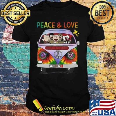 Peace and love the peanuts driving bus peace hippie shirt