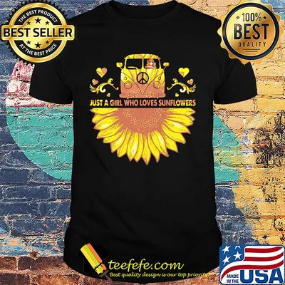 Peace bus just a girl who loves sunflowers heart shirt