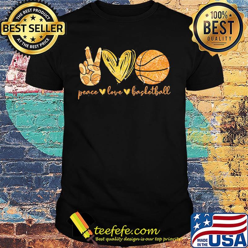Peace love bafketball hand heart shirt