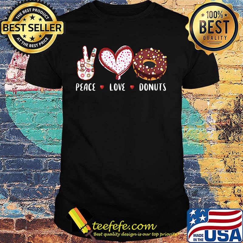 Peace love donuts hearts shirt