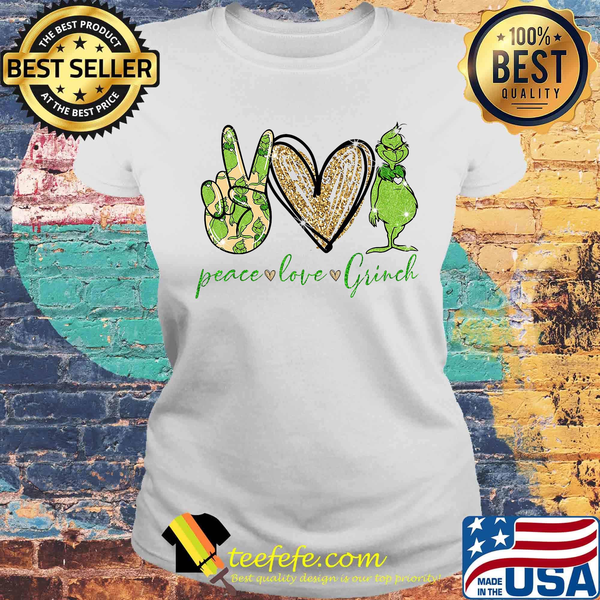 Peace love grinch diamond s Laides tee Peace love grinch diamond s Laides tee