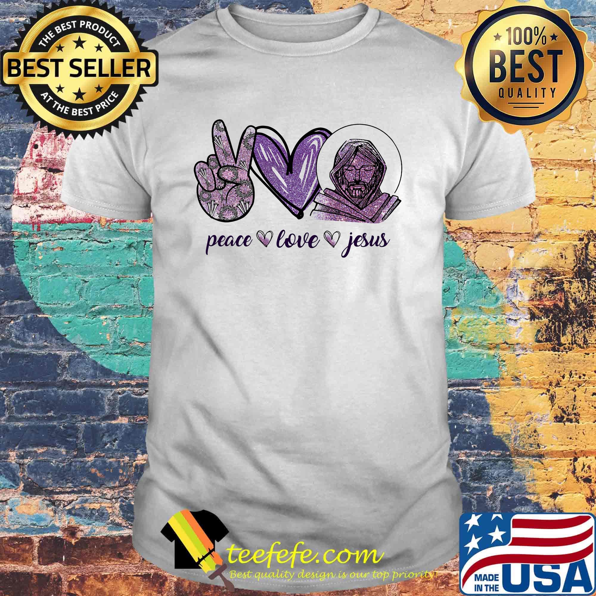 Peace love Jesus hand love violet shirt