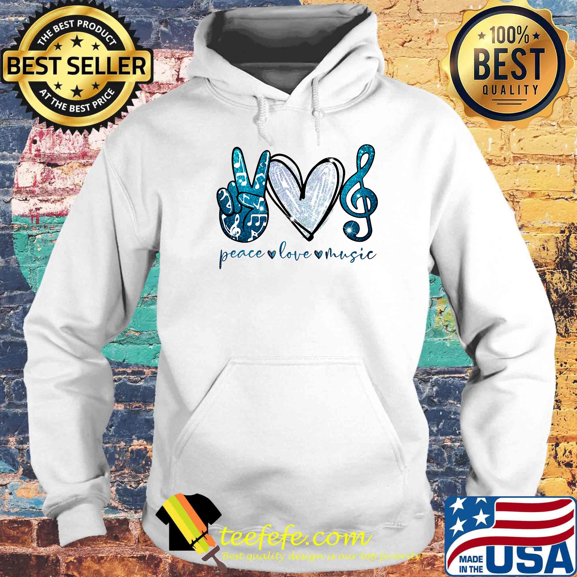 Peace love music hand love key sol blue s Hoodie Peace love music hand love key sol blue s Hoodie