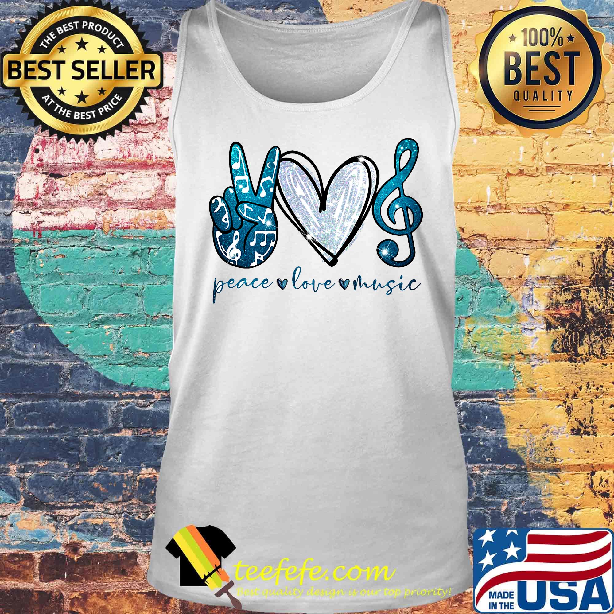 Peace love music hand love key sol blue s Tank top Peace love music hand love key sol blue s Tank top