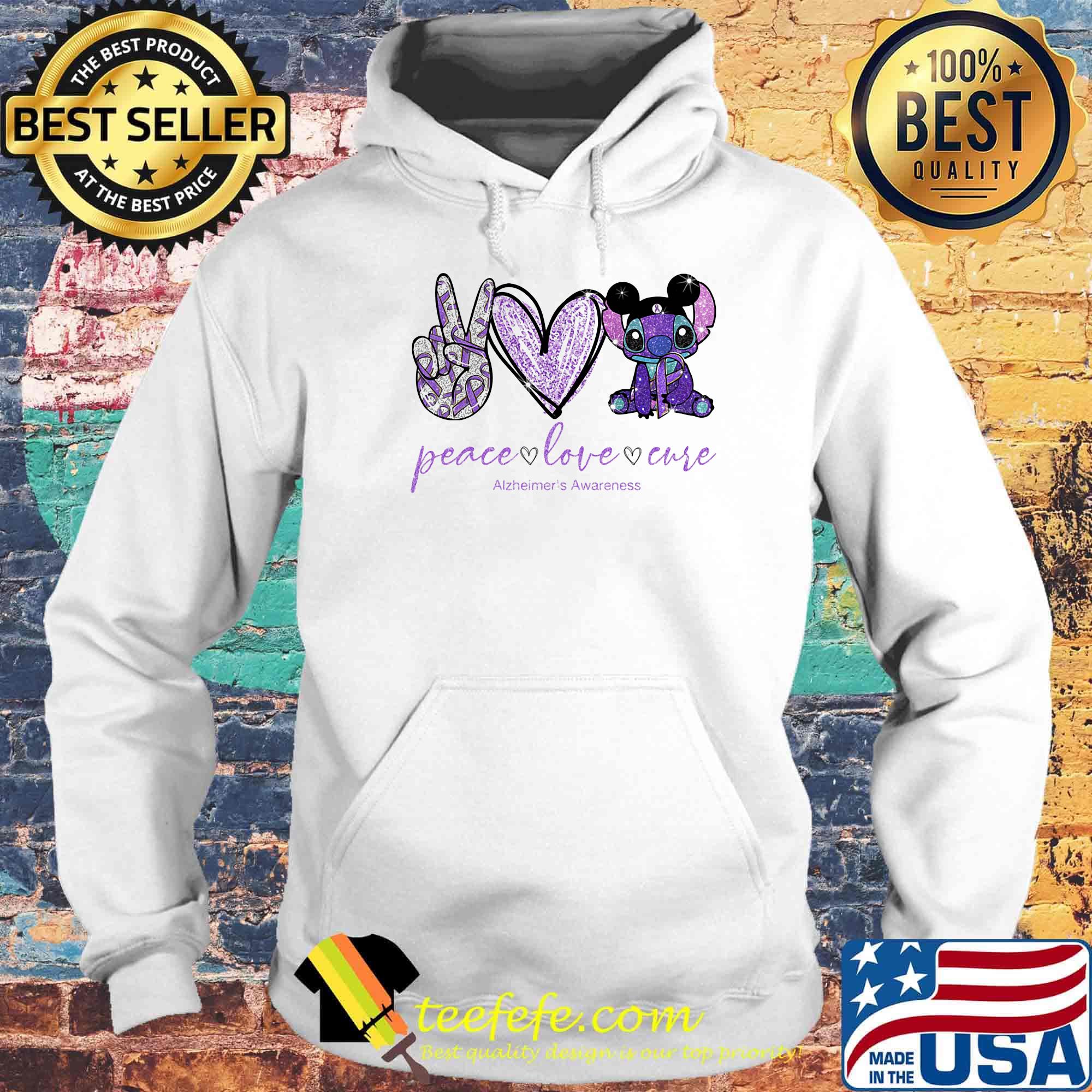 Peace love stitch alzheimer awareness s Hoodie Peace love stitch alzheimer awareness s Hoodie
