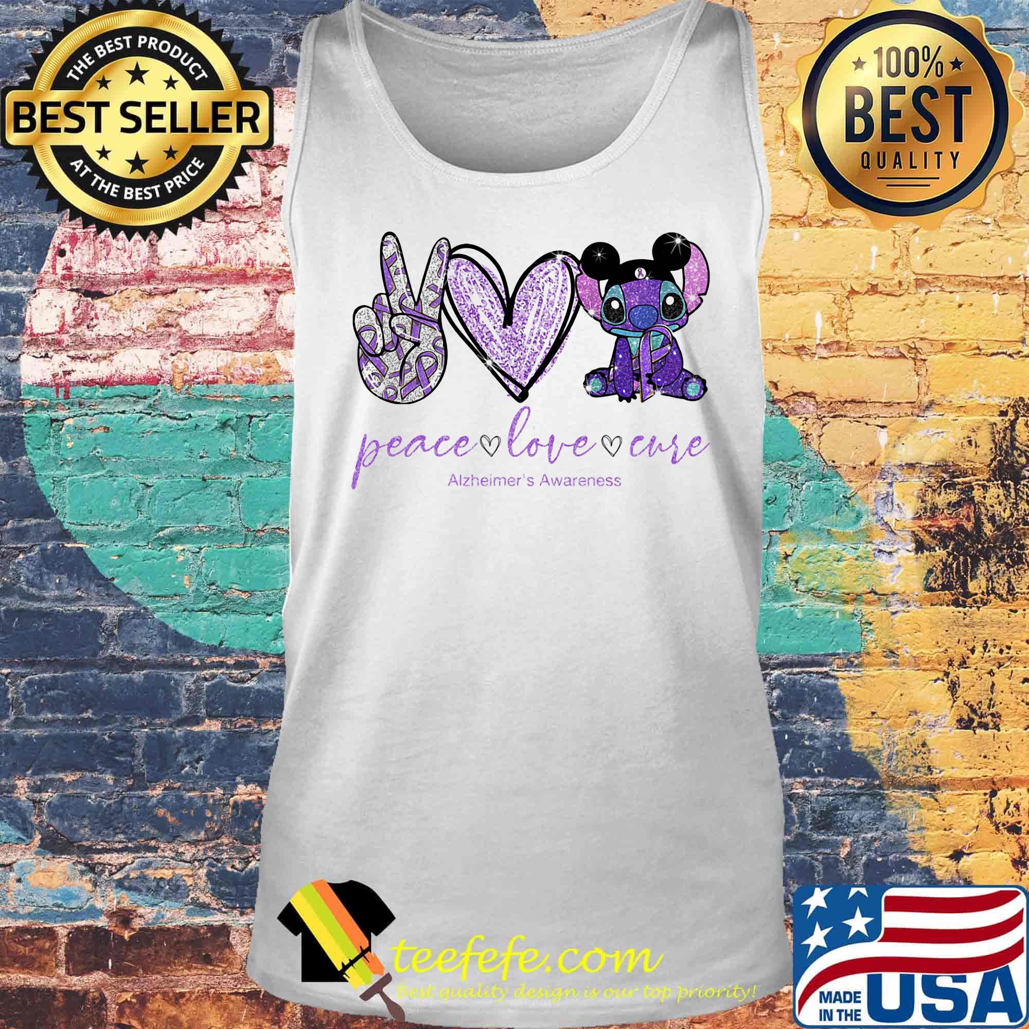 Peace love stitch alzheimer awareness s Tank top Peace love stitch alzheimer awareness s Tank top