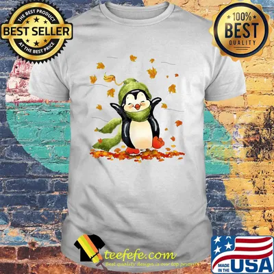 Penguin fall maple leaves shirt