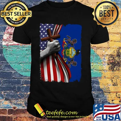 Pennsylvania american flag cross happy independence day shirt