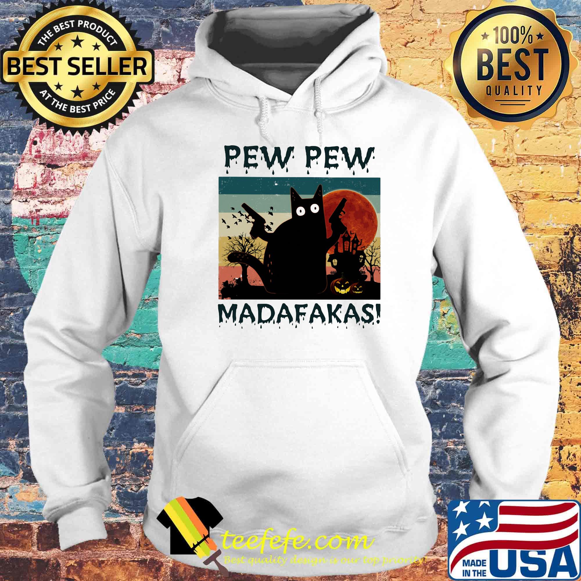 Pew pew madafakas cat sunset gun vintage retro s Hoodie Pew pew madafakas cat sunset gun vintage retro s Hoodie