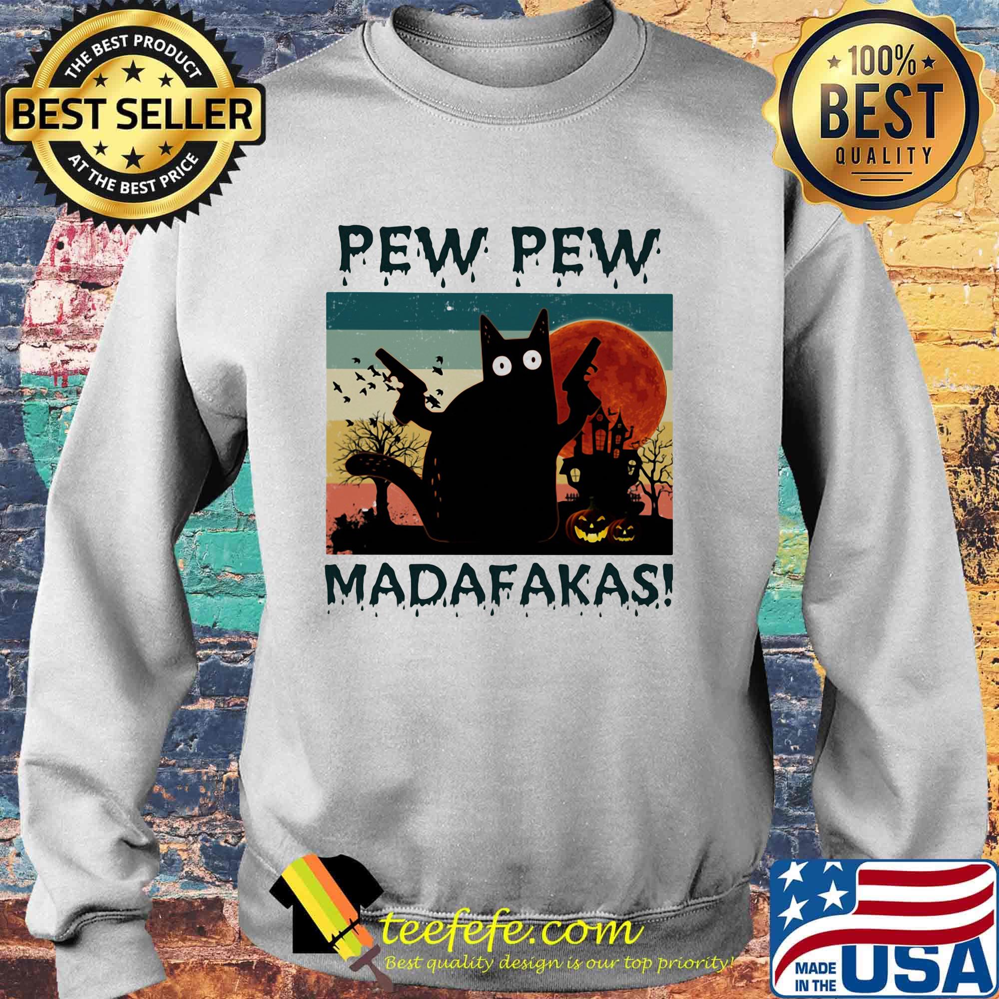 Pew pew madafakas cat sunset gun vintage retro s Sweater Pew pew madafakas cat sunset gun vintage retro s Sweater