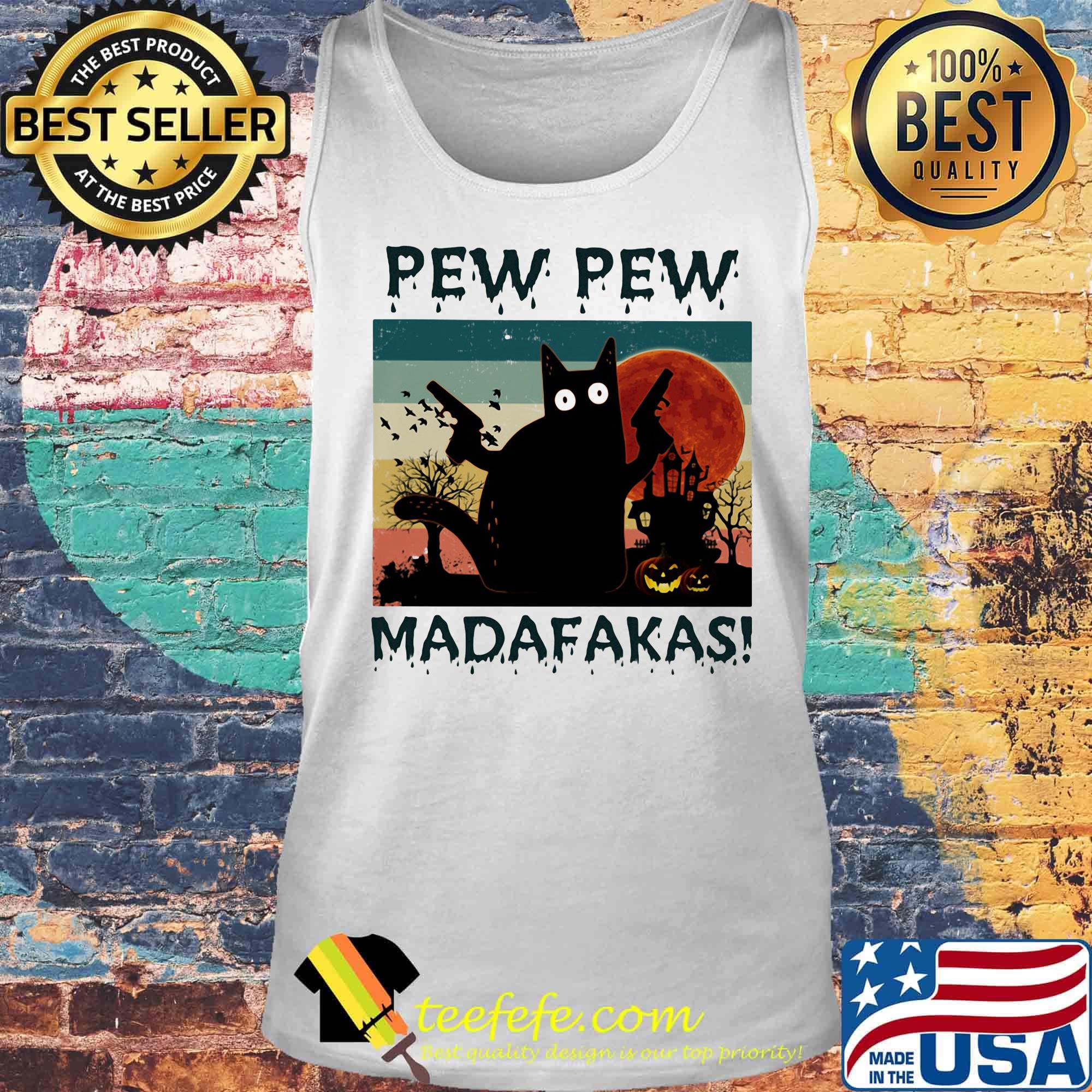 Pew pew madafakas cat sunset gun vintage retro s Tank top Pew pew madafakas cat sunset gun vintage retro s Tank top