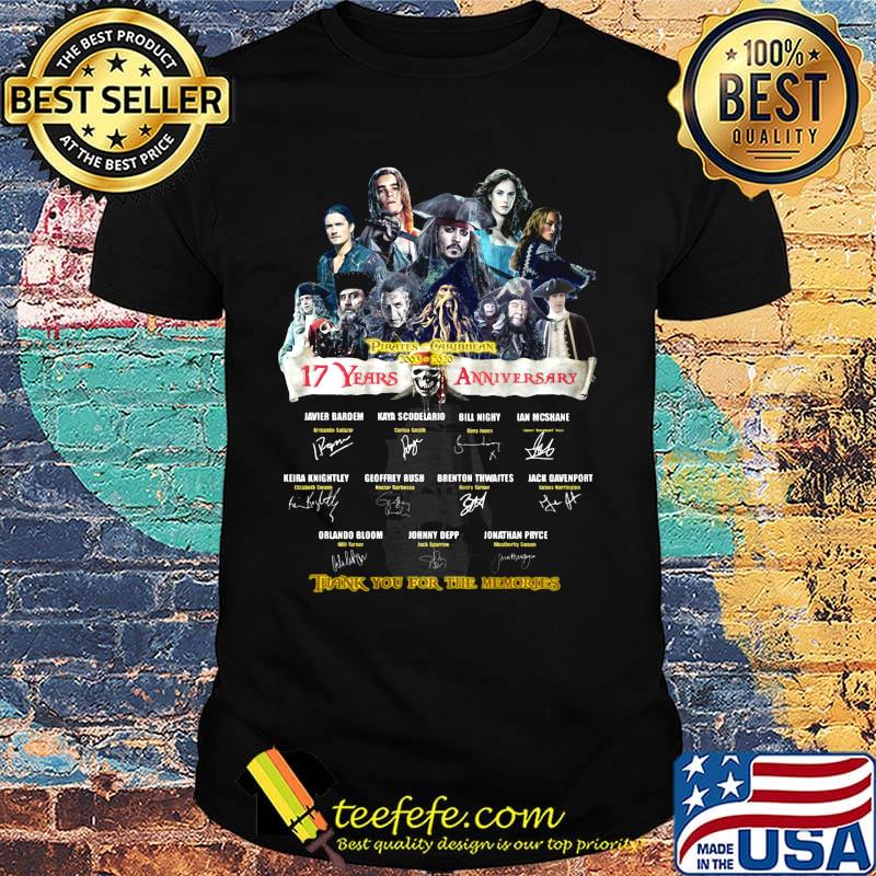 Pirates caribbean 17 years anniversary thank you for the memories signatures shirt Pirates caribbean 17 years anniversary thank you for the memories signatures shirt