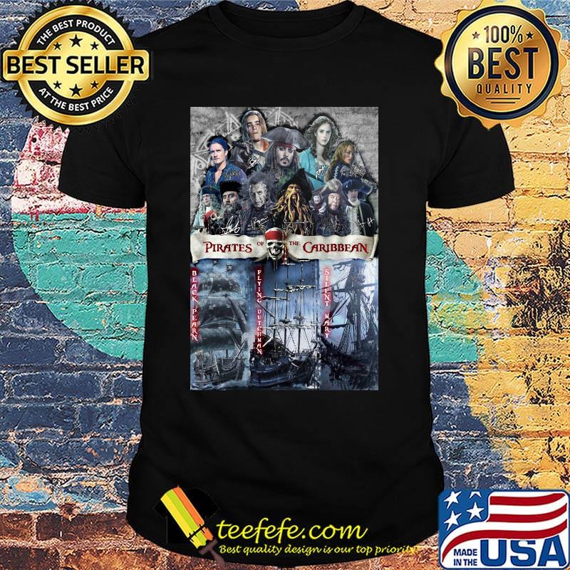 Pirates of the black pearl flying dutchman silent mary caribbean signatures shirt Pirates of the black pearl flying dutchman silent mary caribbean signatures shirt