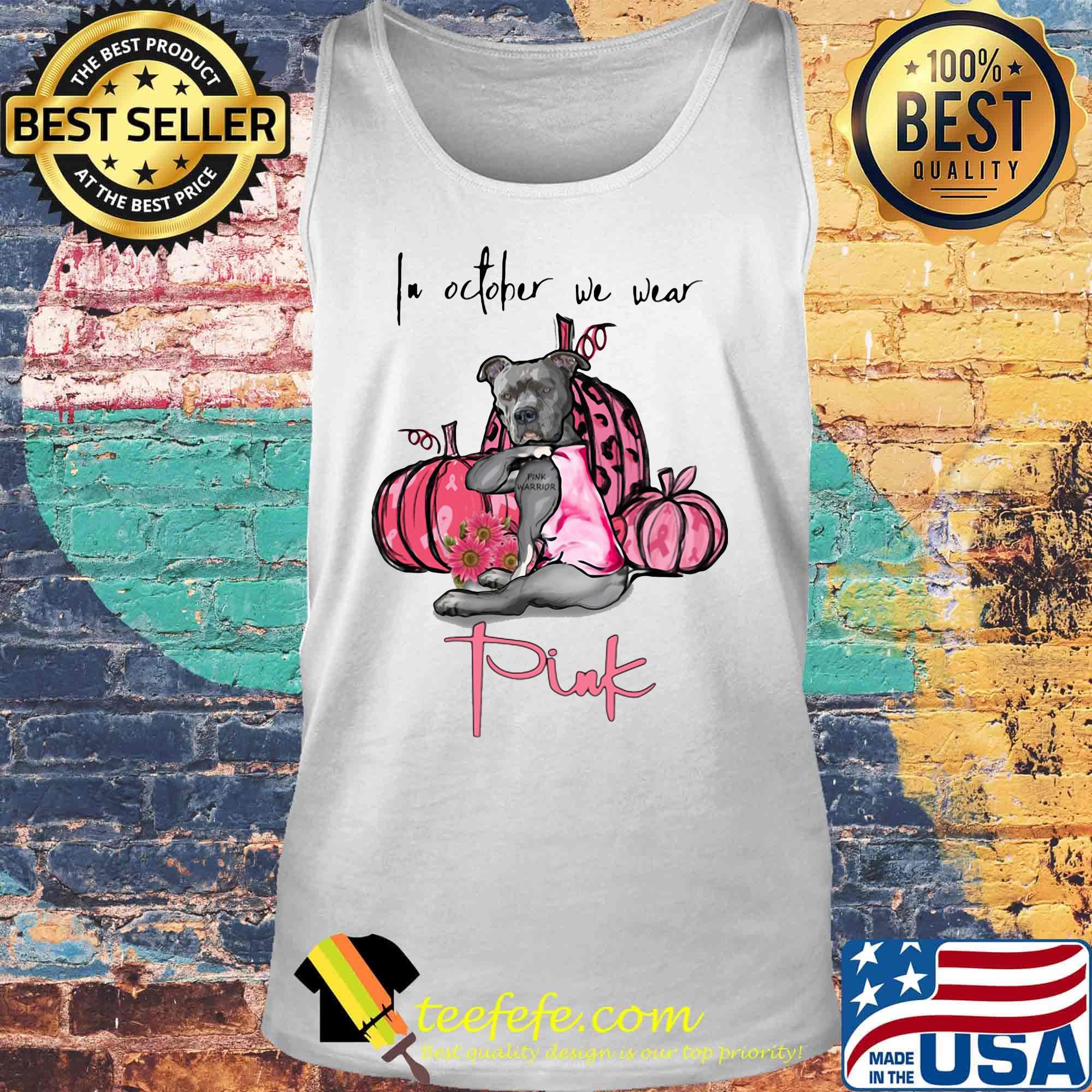 Pitbull in october we wear pink flower pumpkin s Tank top Pitbull in october we wear pink flower pumpkin s Tank top