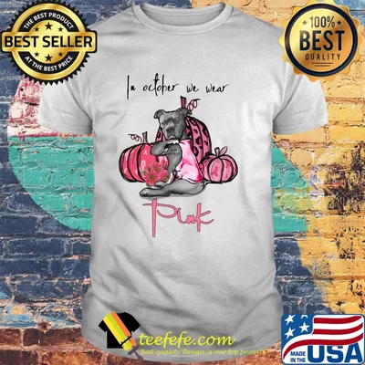 Pitbull in october we wear pink flower pumpkin shirt