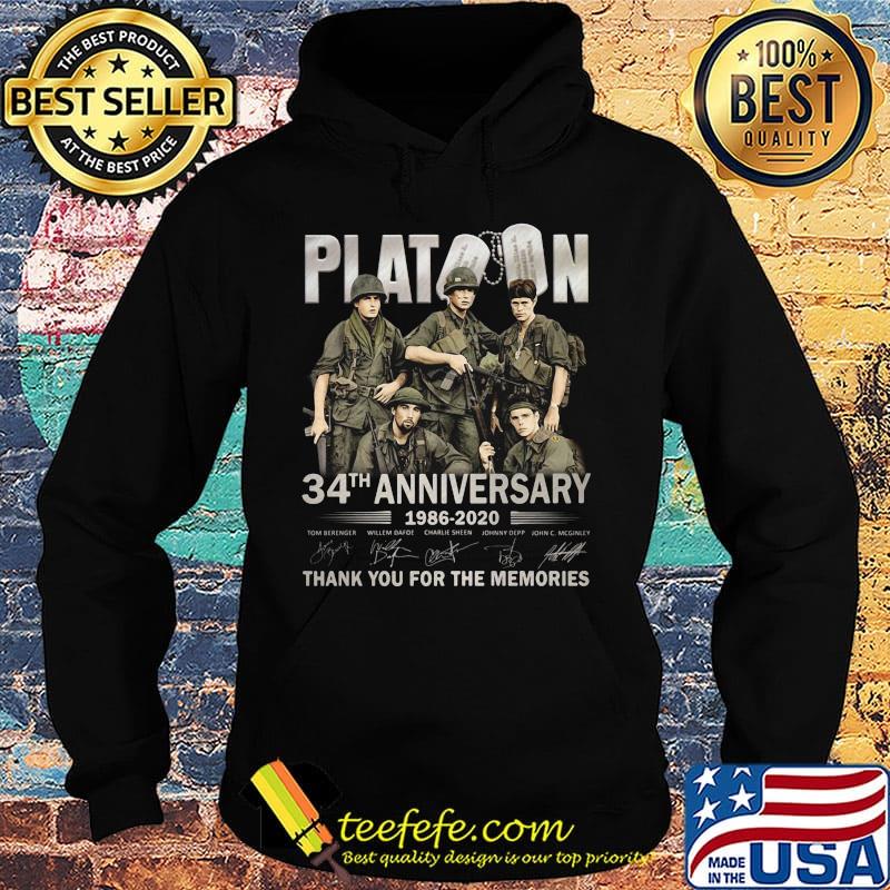 Platoon 34th anniversary 1986 2020 thank you for the memories signatures s Hoodie Platoon 34th anniversary 1986 2020 thank you for the memories signatures s Hoodie