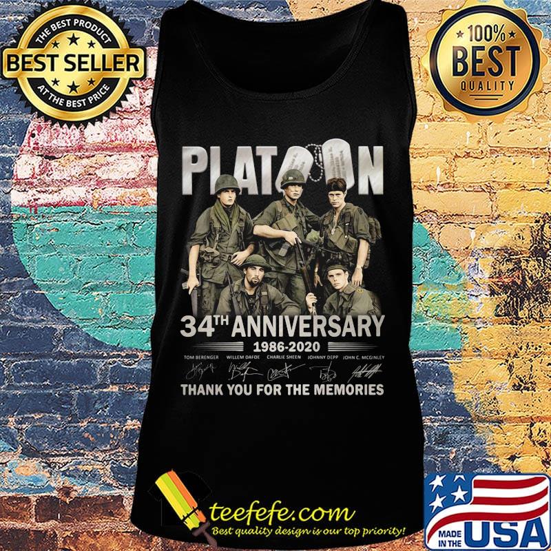 Platoon 34th anniversary 1986 2020 thank you for the memories signatures s Tank top Platoon 34th anniversary 1986 2020 thank you for the memories signatures s Tank top