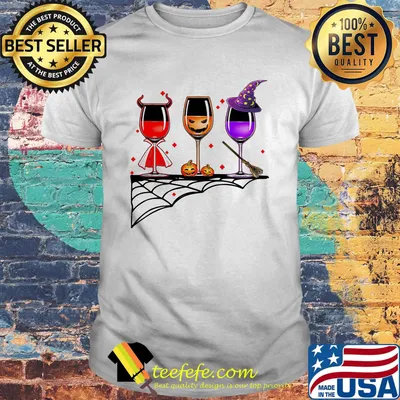 Premium Vintage Halloween Red Wine Glass Pumpkin Devil Witch Cute shirt