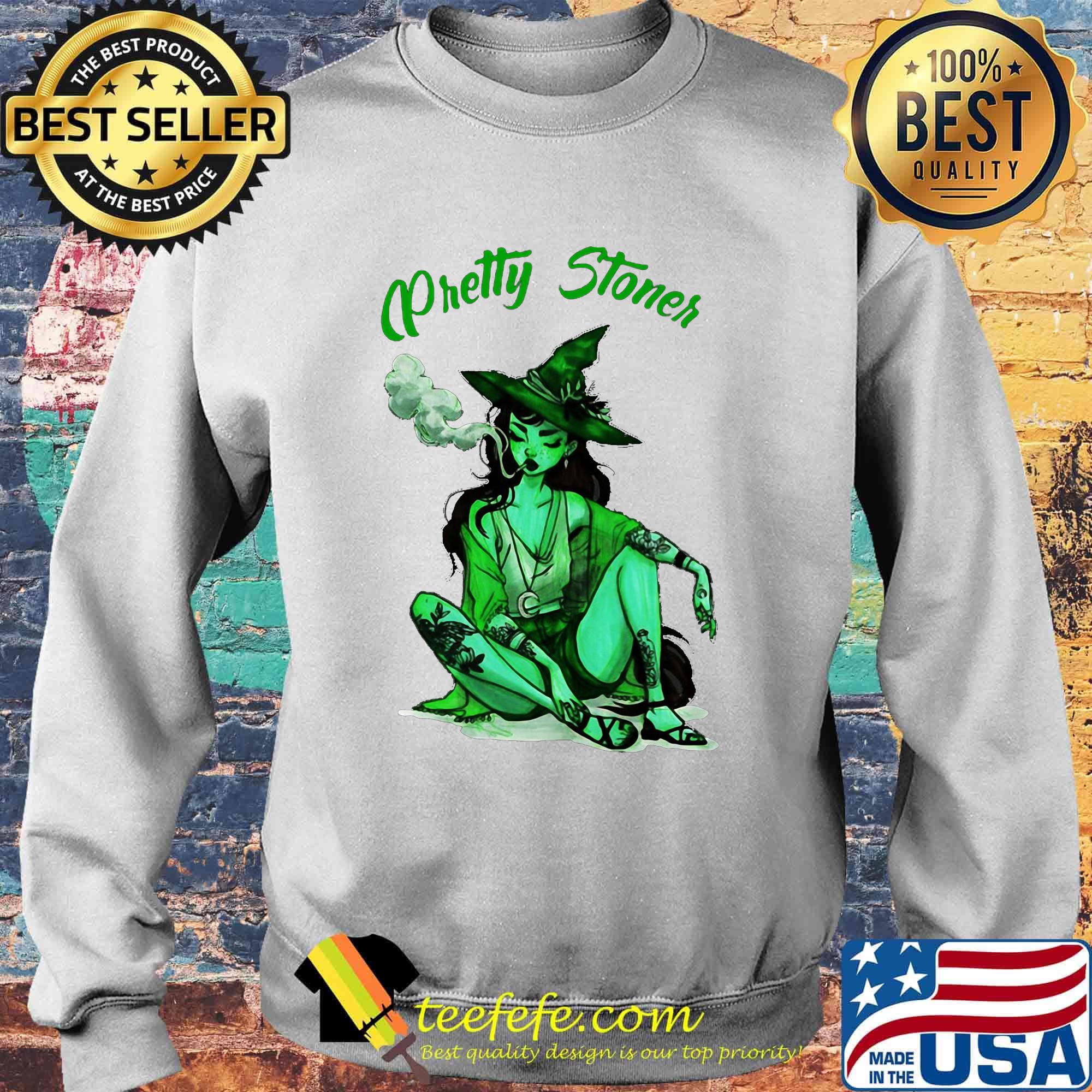 PRETTY STONER WITCH WEED HALLOWEEN SHIRT Sweater PRETTY STONER WITCH WEED HALLOWEEN SHIRT Sweater