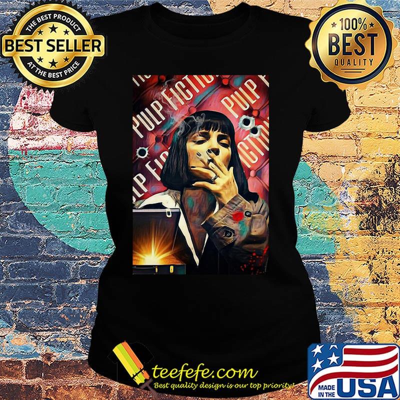 Pulp fiction mia wallace uma thurman smoking s Ladies tee Pulp fiction mia wallace uma thurman smoking s Ladies tee