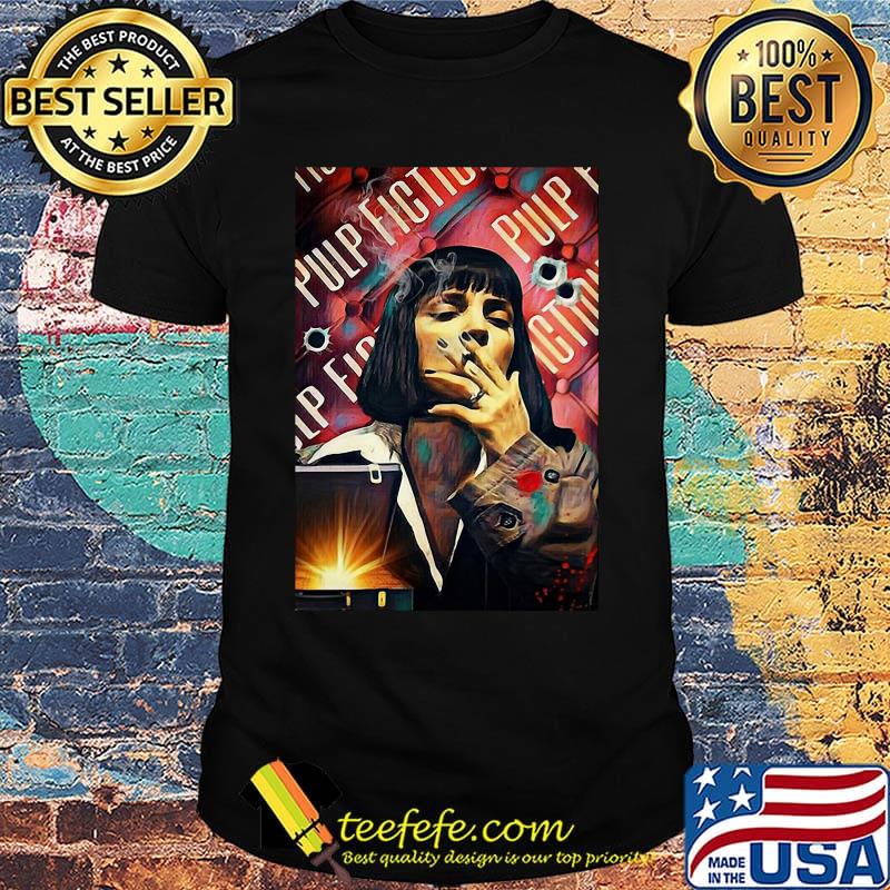 Pulp fiction mia wallace uma thurman smoking shirt Pulp fiction mia wallace uma thurman smoking shirt