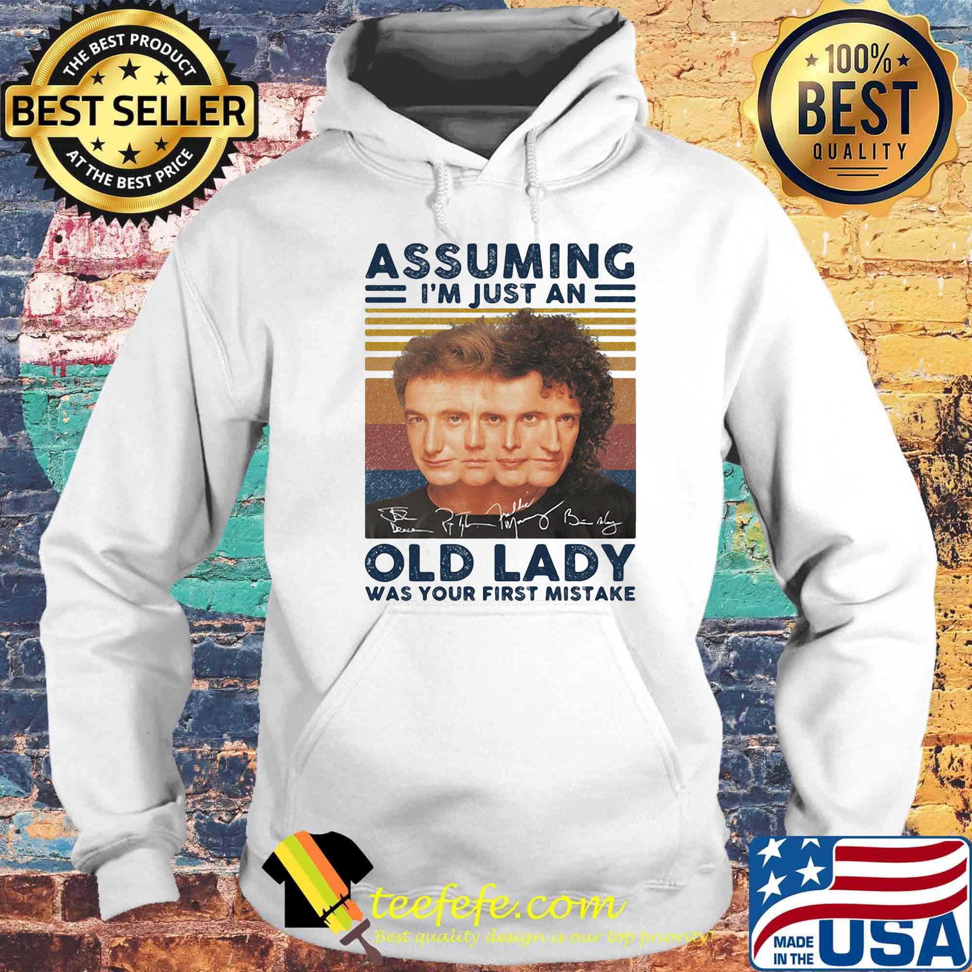 Queen band assuming i'm just an old lady was your first mistake signatures vintage retro s Hoodie Queen band assuming i'm just an old lady was your first mistake signatures vintage retro s Hoodie