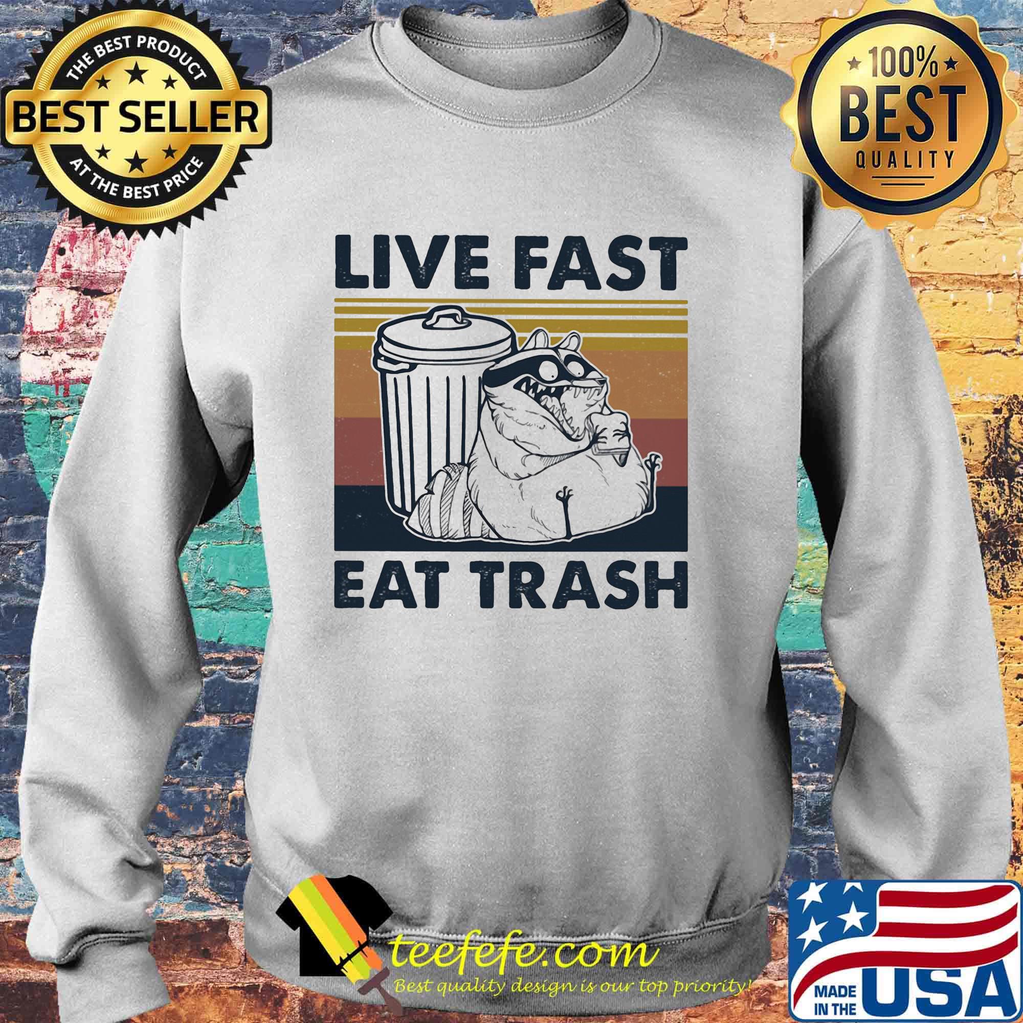 Raccoon live fast eat trash vintage retro s Sweater Raccoon live fast eat trash vintage retro s Sweater