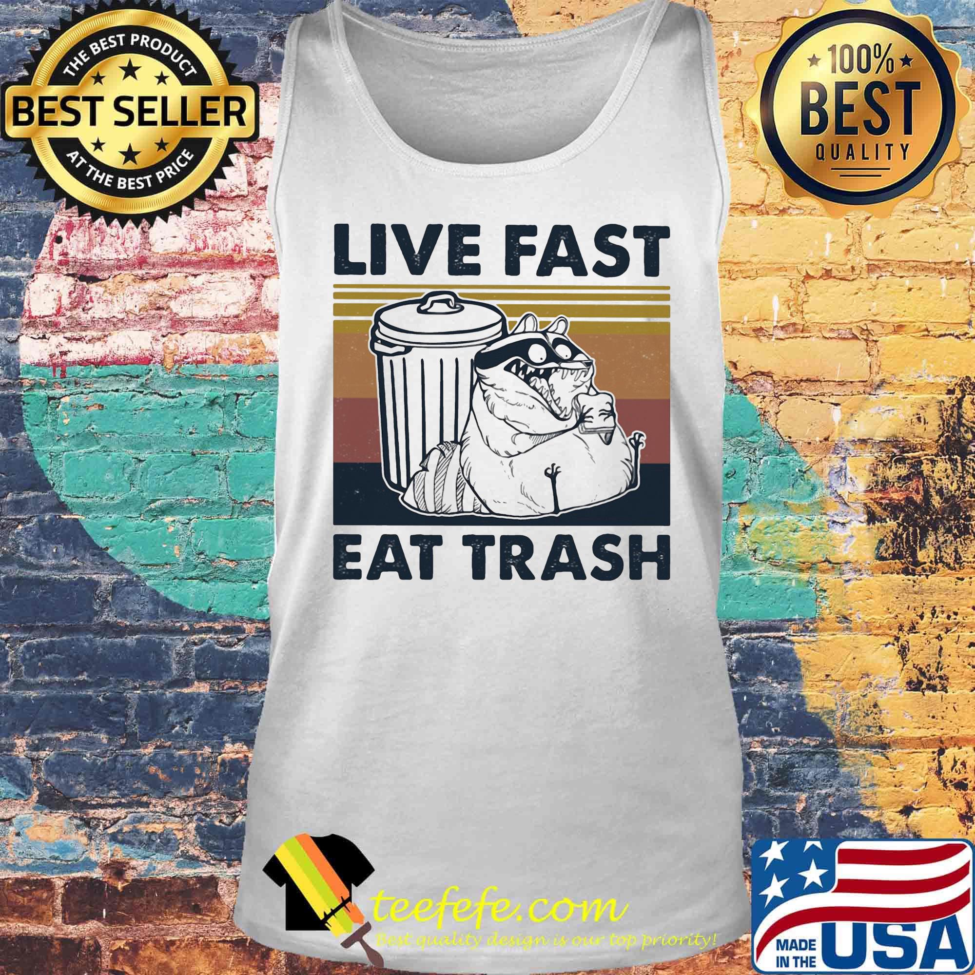 Raccoon live fast eat trash vintage retro s Tank top Raccoon live fast eat trash vintage retro s Tank top