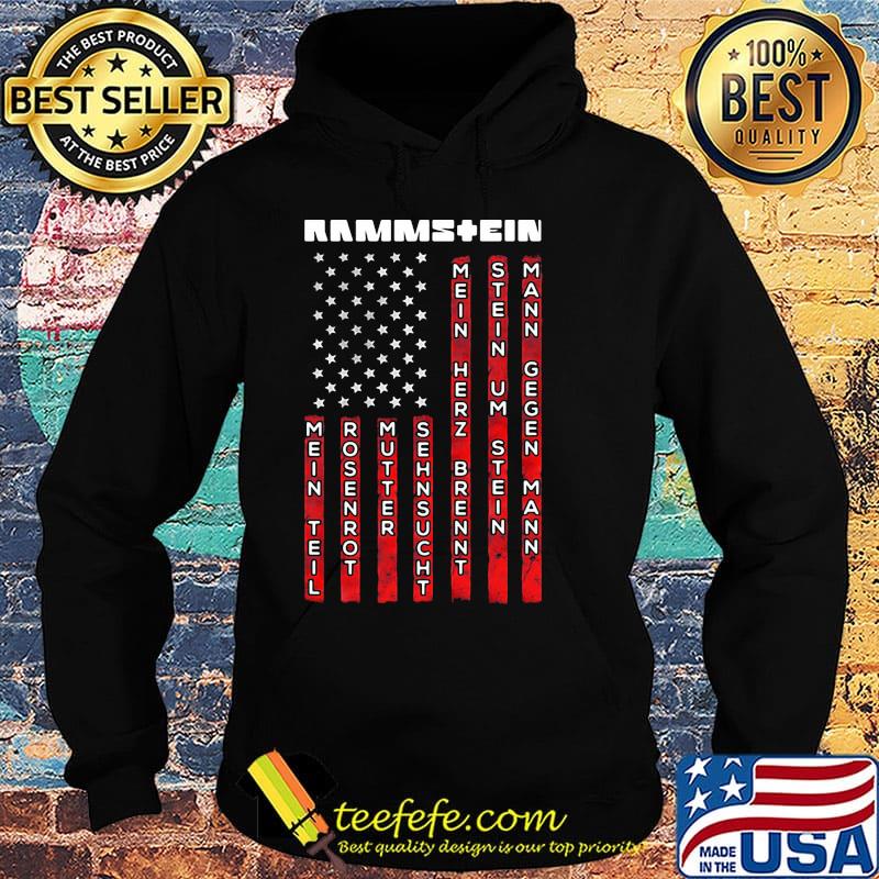 Rammstein band mein teil rosenrot mein herz brennt stein um stein mann gegen mann american flag independence day s Hoodie Rammstein band mein teil rosenrot mein herz brennt stein um stein mann gegen mann american flag independence day s Hoodie