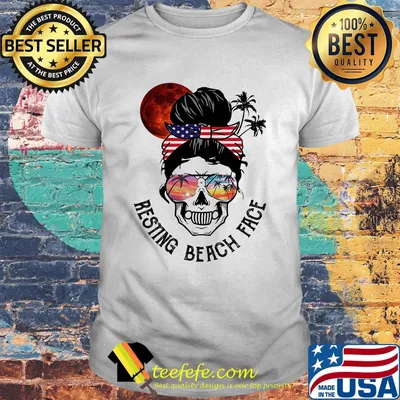 Resting Beach Face Skull Sunset Independence Day Shirt