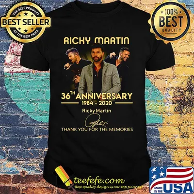 Ricky martin 36th anniversary 1984 2020 thank you for the memories signature shirt