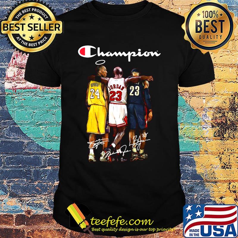 Rip kobe bryant michael jordan lebron james champion basketball signatures shirt