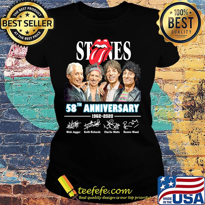 Rolling stones band 58th anniversary 1962 2020 signatures s Ladies tee Rolling stones band 58th anniversary 1962 2020 signatures s Ladies tee