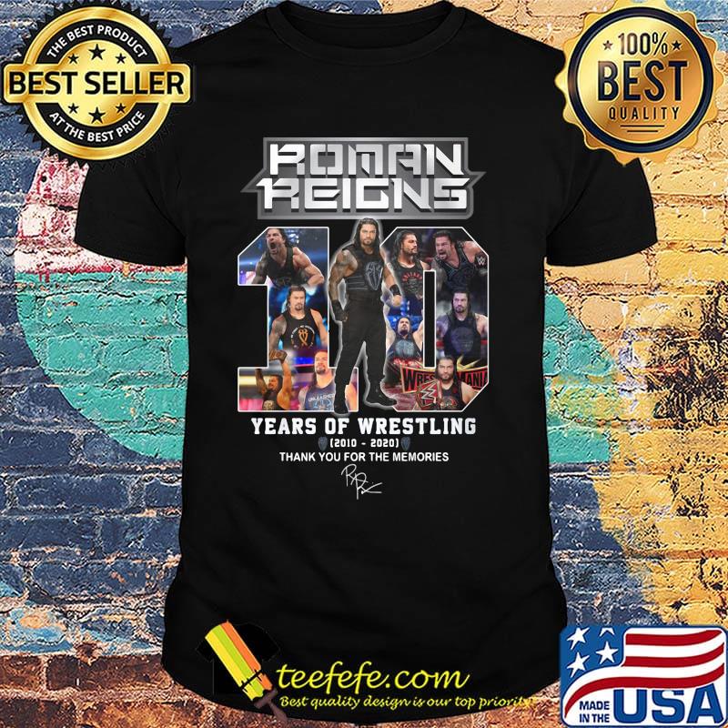 Roman reigns 10 years of wrestling 2010 2020 smoke thank you for the memories signature black shirt