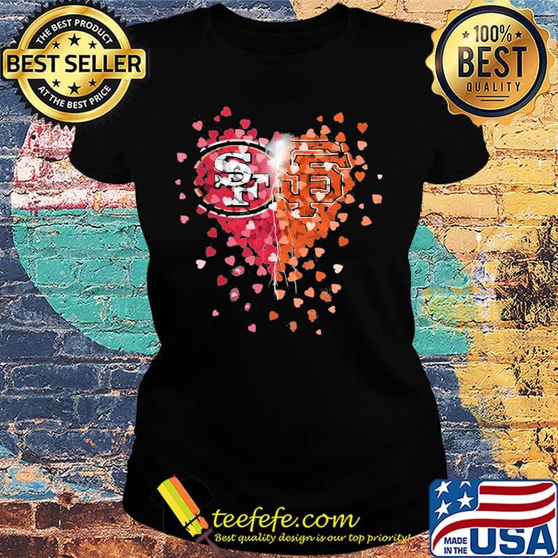 San francisco 49ers and san francisco giants hearts s Ladies tee San francisco 49ers and san francisco giants hearts s Ladies tee