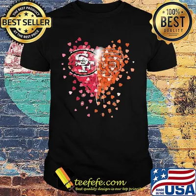 San francisco 49ers and san francisco giants hearts shirt