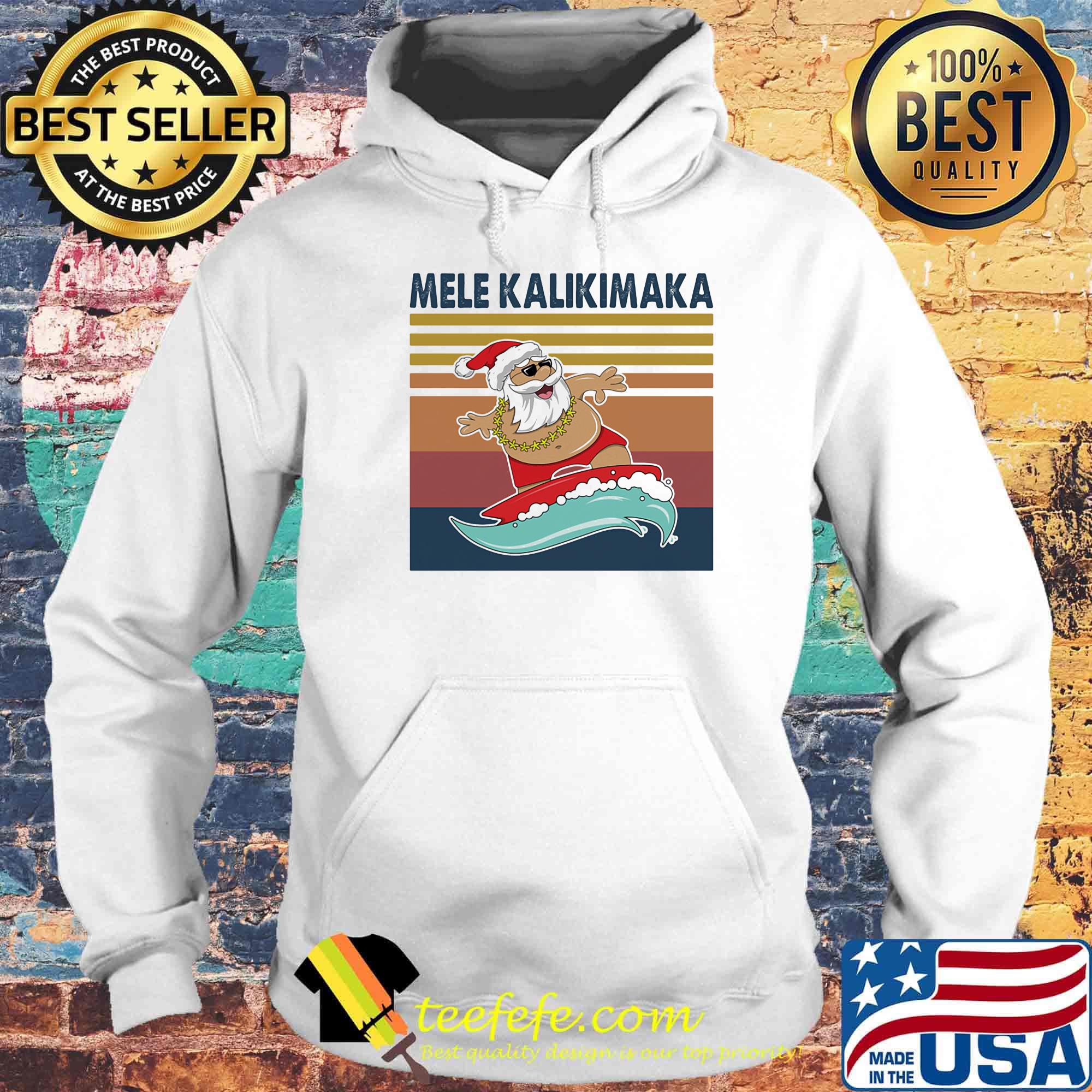 Santa Mele Kalikimaka Surfing Vintage Retro Shirt Hoodie Santa Mele Kalikimaka Surfing Vintage Retro Shirt Hoodie