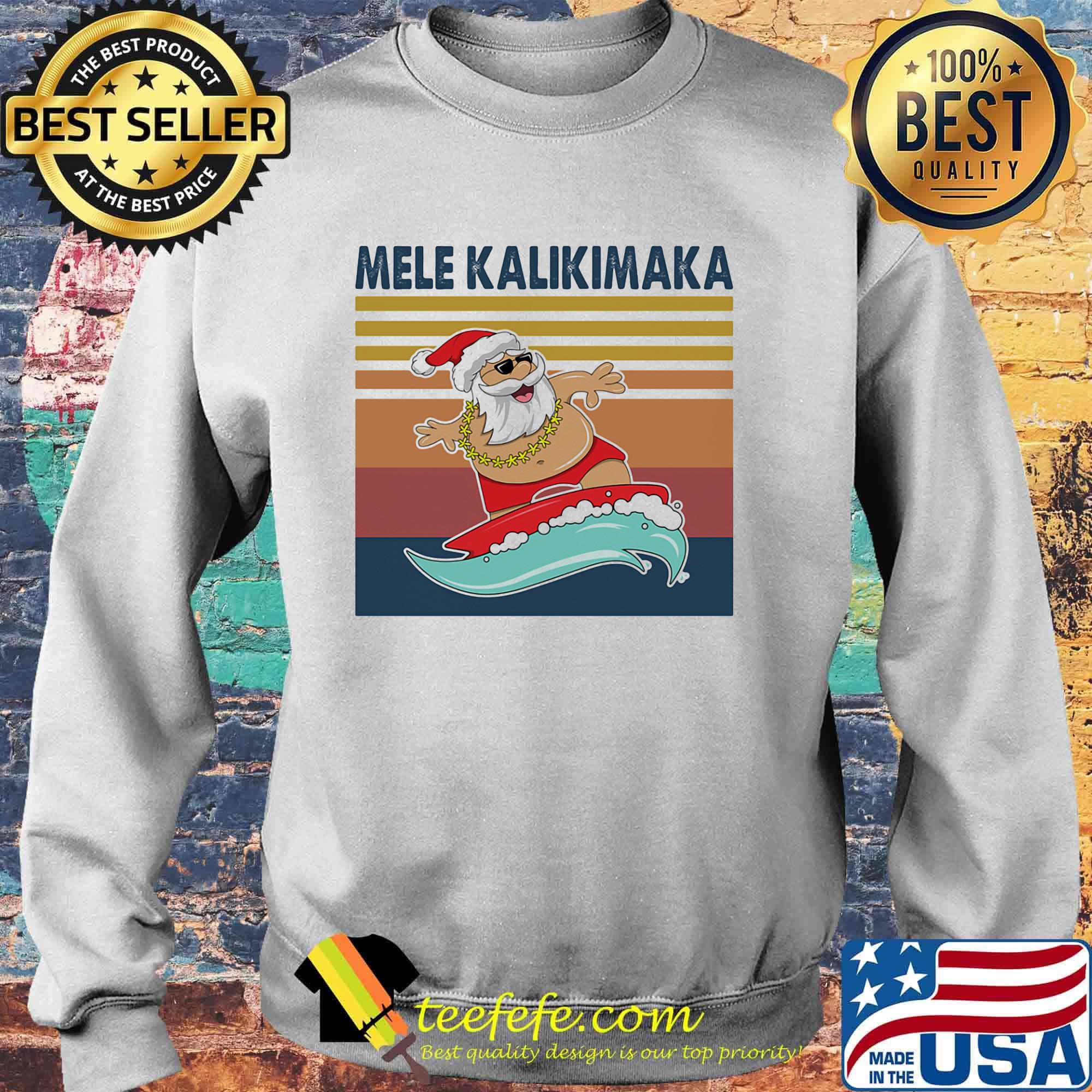 Santa Mele Kalikimaka Surfing Vintage Retro Shirt Sweater Santa Mele Kalikimaka Surfing Vintage Retro Shirt Sweater