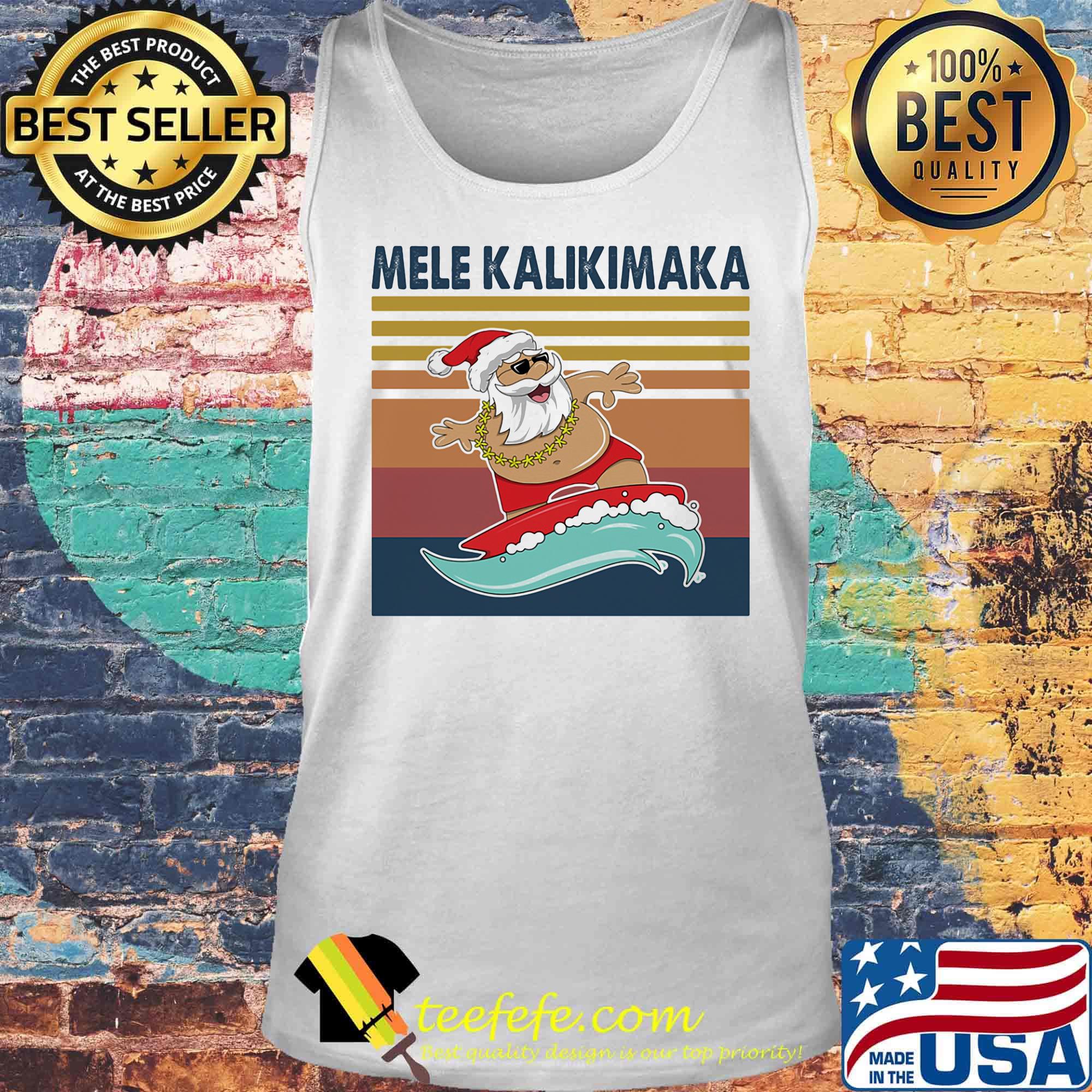 Santa Mele Kalikimaka Surfing Vintage Retro Shirt Tank top Santa Mele Kalikimaka Surfing Vintage Retro Shirt Tank top