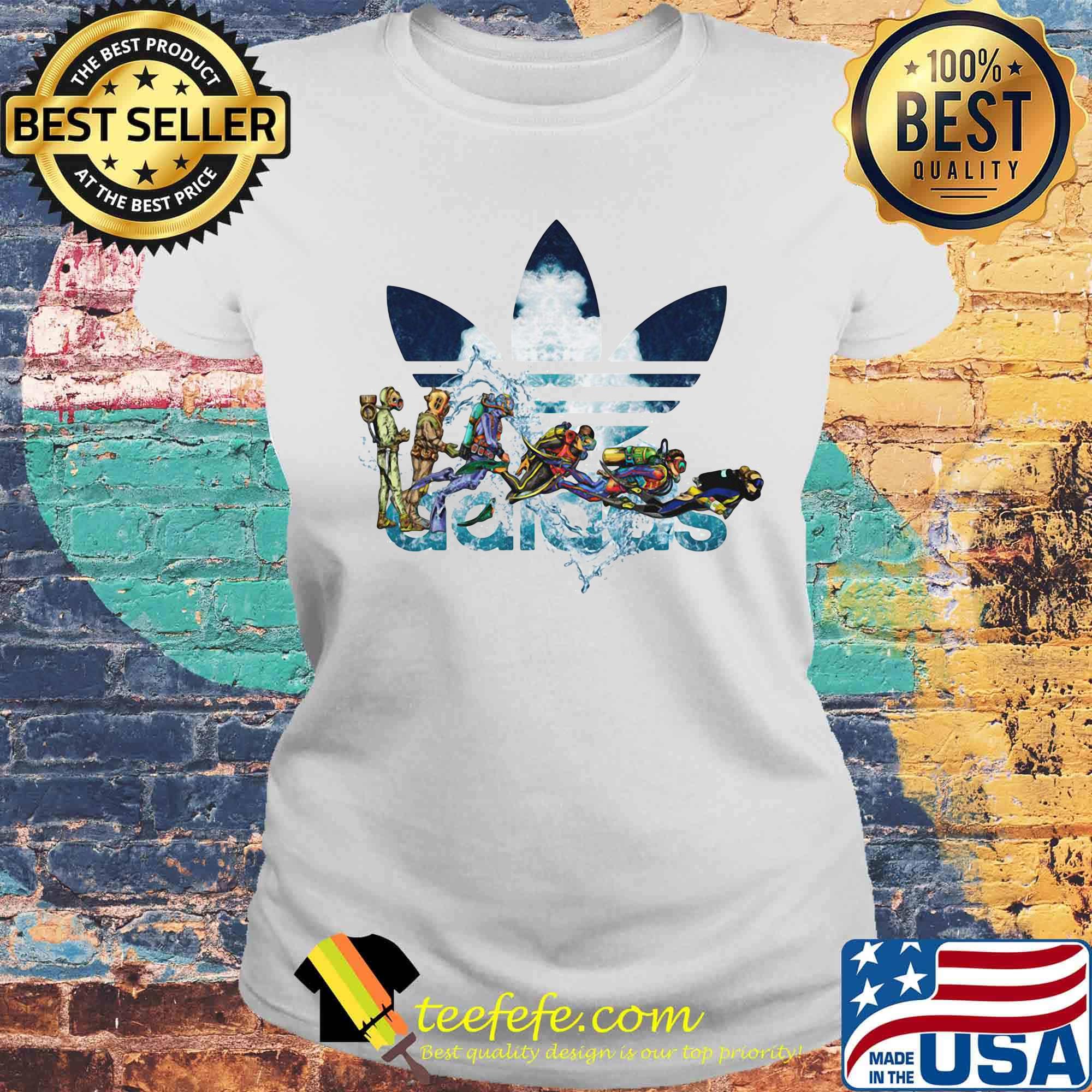 Scuba diving adidas logo white s Laides tee Scuba diving adidas logo white s Laides tee