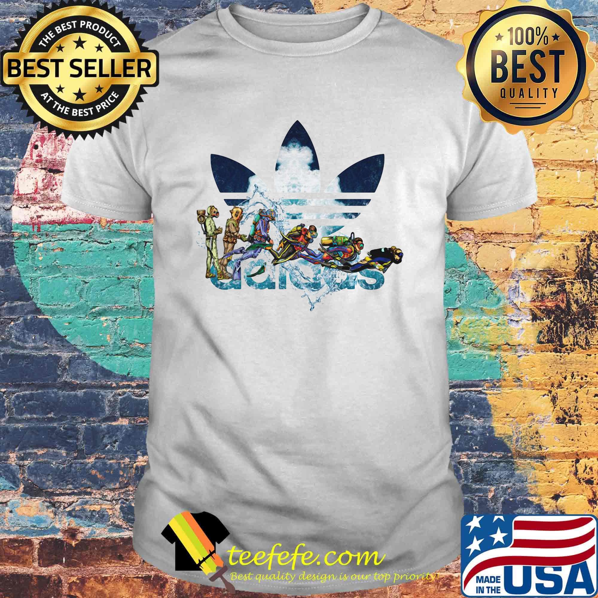 Scuba diving adidas logo white shirt Scuba diving adidas logo white shirt